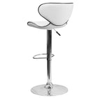 Flash Furniture Contemporary Cozy Mid-Back White Vinyl Adjustable Height Barstool with Chrome Base-Deep Curved Seat and Back