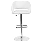 Flash Furniture Contemporary Vinyl Adjustable Height Barstool with Rounded Mid-Back & Chrome Base - White-Contemporary Style Stool