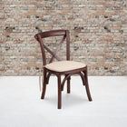 Flash Furniture HERCULES Series Stackable Kids Mahogany Wood Cross Back Chair with Cushion-Ash Wood Seat and Frame