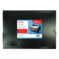 Staples - Classeur extensible à 13 pochettes  - Format lettre - Noir-Polypropylène durable pour un usage intensif