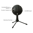 Blue Snowball iCE Plug 'n Play USB Microphone - Black-Adjustable desktop stand: Allows you to position the condenser microphone in relation to the sound source, improving sound quality and saving space on your desktop for the optimal broadcast setup