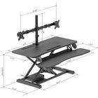 Rocelco 37.4" EDR Electric Desk Riser with Enhanced Vertical Range, AC-USB and Dual Monitor Mount - Black-10.5" wide slot holds tablets or phones