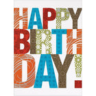 JAM Paper Blank Birthday Cards Set, Happy Birthday Contemporary, 25/Pack (526M0426WB)-Birthday Card with Contemporary Patterned Letters Theme