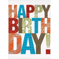 JAM Paper Blank Birthday Cards Set, Happy Birthday Contemporary, 25/Pack (526M0426WB)-Birthday Card with Contemporary Patterned Letters Theme