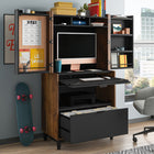 Sauder - 430053 Harvey Park Computer Cabinet - Grand Walnut-Hidden area behind swing-out doors reveals cubbyhole storage.