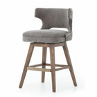 Plata Decor Taski Stool with Wood Base - Grey-Counter stool