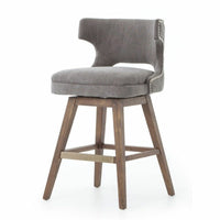 Plata Decor Taski Stool with Wood Base - Grey-Counter stool