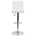 Flash Furniture Contemporary Vinyl Adjustable Height Barstool with Panel Back & Chrome Base - White-Contemporary Style Stool