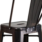 Flash Furniture 30" High Black-Antique Gold Metal Indoor-Outdoor Barstool with Back-Drain Hole in Seat