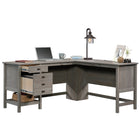 Sauder 65"W Cottage Road L-Desk - Mystic Oak- Lower drawer holds your important letter-size hanging files