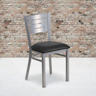 Flash Furniture HERCULES Series Silver Slat Back Metal Restaurant Chairs with Black Vinyl Seat - 2 Pack-Welded Joint Assembly