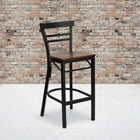 Flash Furniture HERCULES Series Black Two-Slat Ladder Back Metal Restaurant Barstool - Cherry Wood Seat - 2 Pack-Welded Joint Assembly