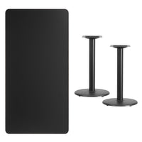 Flash Furniture 30'' x 60'' Rectangular Laminate Table Top, Black with 18'' Round Table-Height Bases (XUBK3060TR18)-Hospitality Table