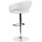 Flash Furniture Contemporary Vinyl Adjustable Height Barstool with Rounded Mid-Back & Chrome Base - White-CA117 Fire Retardant Foam