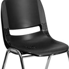 Flash Furniture HERCULES Series 440 lb. Capacity Black Ergonomic Shell Stack Chair with Chrome Frame & 14" Seat Height-Chrome Frame Finish