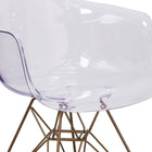Flash Furniture Alonza Series Transparent Side Chair with Gold Base-Gold Metal Base with Bracing