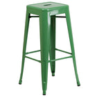 30'' Round Green Metal Indoor-Outdoor Bar Table Set with 2 Square Seat Backless Barstools (CH-51090BH-2-30SQST-GN-GG)-4
