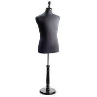 Eddie's Hang-Up Display Ltd. Male Suit Form, Neck Block, Tall Base, Black Jersey, Adjustable (154004)-These suit forms make pinning garments simple for super easy displays