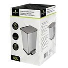Modern Homes Stainless Steel Square Garbage Can - 40L-Slow close lid 