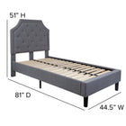 Flash Furniture Brighton Twin Size Tufted Upholstered Platform Bed - Light Grey Fabric-15 Wood Support Slats