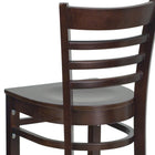 Flash Furniture HERCULES Series Ladder Back Walnut Wood Restaurant Barstool-Mortise and Tenon Style Construction with metal wood screw reinforcements
