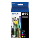 Epson T822 Original Ink Cartridge - Combo Pack - CMYK - Inkjet - Standard Yield-Formulated with fast-drying pigment ink designed for high-speed print jobs, Epson DURABrite Ultra Standard-capacity ink cartridges deliver sharp text, bright colors and print-shop-quality results.