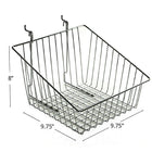 Azar Displays Sloped Wire Basket, Chrome, 8" , 2 Pack (300623)-2 wire hooks attached for easy mounting
