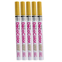 JAM Paper Marvy Uchida Fine-Point Opaque Paint Marker - Gold - 5 Pack (7665885g)-Fine calligraphy tip of this paint marker allows you to create detailed designs