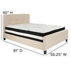 Flash Furniture Tribeca Full Size Tufted Upholstered Platform Bed in Beige Fabric with Pocket Spring Mattress-Beige Fabric Upholstery