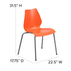 Flash Furniture HERCULES Series Stack Chairs with Lumbar Support & Silver Frame - Orange - 5 Pack-Limited Lifetime Warranty on Frame