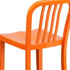 Flash Furniture Commercial Grade 24" High Orange Metal Indoor-Outdoor Counter Height Stool with Vertical Slat Back - 2 Pack-Orange Powder Coated Frame Finish