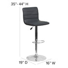 Flash Furniture Contemporary Grey Vinyl Adjustable Height Barstool with Horizontal Stitch Back & Chrome Base-Seat Adjusts from Counter to Bar Height