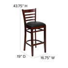 Flash Furniture HERCULES Series Ladder Back Walnut Wood Restaurant Barstool - Black Vinyl Seat-Mortise and Tenon Style Construction with metal wood screw reinforcements