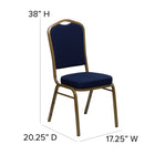 Flash Furniture HERCULES Series Crown Back Stacking Banquet Chair in Patterned Fabric - Gold Frame - Navy Blue-2.5'' Thick Seat Cushion