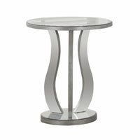 Monarch Specialties 3726 Accent Table - 20"Dia/Brushed Silver/Mirror-Glamourous mirror finish reflects light and adds sparkle to any decor
