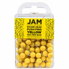 JAM Paper Colorful Push Pins - Round Head Map Thumb Tacks - Yellow - 100 Pack-Color: Yellow