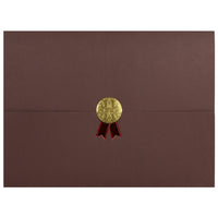 St. James Document/Certificate Holders - Gold Award Seal with Red Ribbon - Brown - 5 Pack-Add ceremony, elegance and sincerity to the act of giving recognition