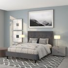 Flash Furniture Roxbury Queen Size Tufted Upholstered Platform Bed - Dark Grey Fabric-15 Wood Support Slats