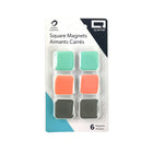 Quartet Square Magnets - Assorted Colours - 6 Pack-Colours: grey, teal, coral