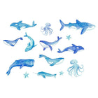 WallPops Nautical Nonsense Wall Art Kit, Blue-Kids whale wall decals