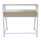 Simply Desk With Shelf And Drawer, Oak And White-One Push open drawer, drawer size 17.12"L x 13.77"W x 3.74"H, two open storage areas