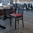 Flash Furniture HERCULES Series Black Vertical Back Metal Restaurant Chair - Burgundy Vinyl Seat-Welded Joint Assembly