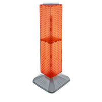 Azar Displays 40" x 8" x 8" Standard 4-Sided Interlocking Pegboard Display Tower, Orange (703387-ORG)-Revolves on a weighted base
