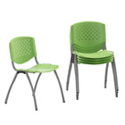 Flash Furniture HERCULES Series Green Plastic Stack Chair with Titanium Grey Powder Coated Frame-880 lb. Weight Capacity