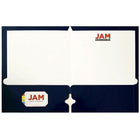 JAM Paper 2-Pocket Laminated Glossy 3 Hole Punched School Folders, Navy Blue, 100 Pack (385GHPnab)-200-sheet capacity