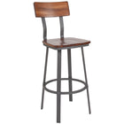 Flash Furniture Flint Series Rustic Walnut Restaurant Barstool with Wood Seat & Back and Grey Powder Coat Frame-500 lb. Weight Capacity