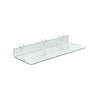 Azar Displays 20" x 6" Acrylic Shelf For Pegboard/Slatwall, Clear, 4 Pack (556012)-Clear acrylic shelf is ideal for displaying cosmetics