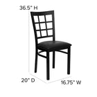Flash Furniture HERCULES Series Black Window Back Metal Restaurant Chair - Black Vinyl Seat-Curved Support Bar