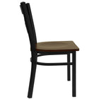 Flash Furniture HERCULES Series Black "X" Back Metal Restaurant Chair - Mahogany Wood Seat-"X" Back Design