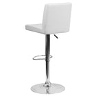 Flash Furniture Contemporary Vinyl Adjustable Height Barstools with Chrome Base - White - 2 Pack-Comfortable Padded Seat